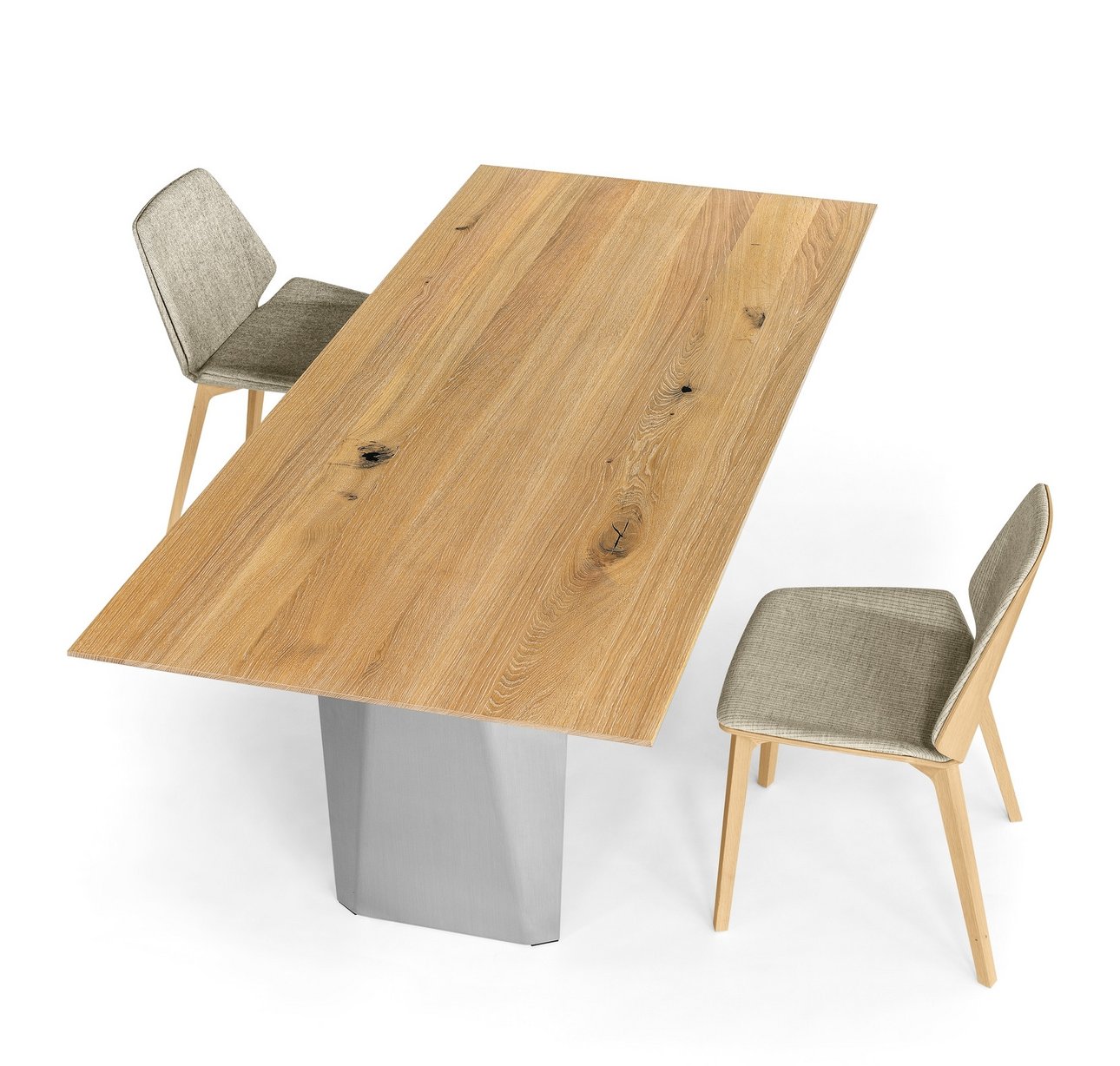 Tisch BELA Girsberger wunderschöner Vollholztisch aus Asteiche geölt, Wangen aus Stahl lackiert Maße: L 220 cm / T 100 cm / H 74 cm mit ausziehbarer Klappeinlage 100 cm